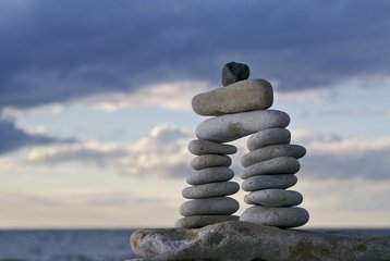 stacks of rocks on a beach